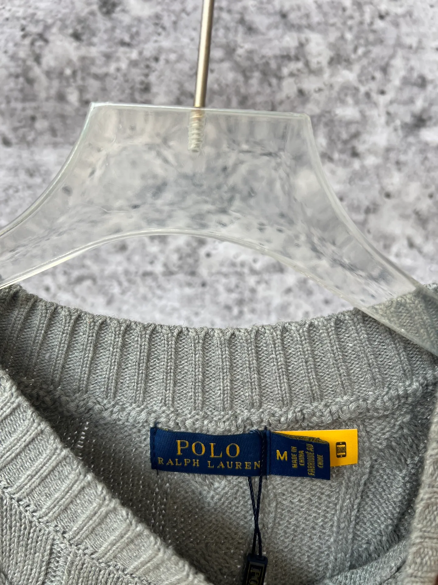 P230 Ralph Lauren men's and women's round neck rubberized sweater, made of the same pure cotton washed fabric as the original, no difference in craftsmanship details, original pony embroidery on the chest, restored one to one